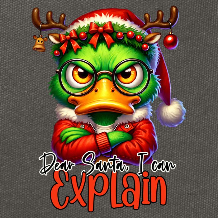 Dear Santa I Can Explain Funny Sarcastic Grumpy Duck Christmas Cotton Canvas Backpack