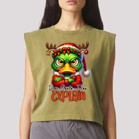 Dear Santa I Can Explain Funny Sarcastic Grumpy Duck Christmas Garment-Dyed Women's Muscle Tee