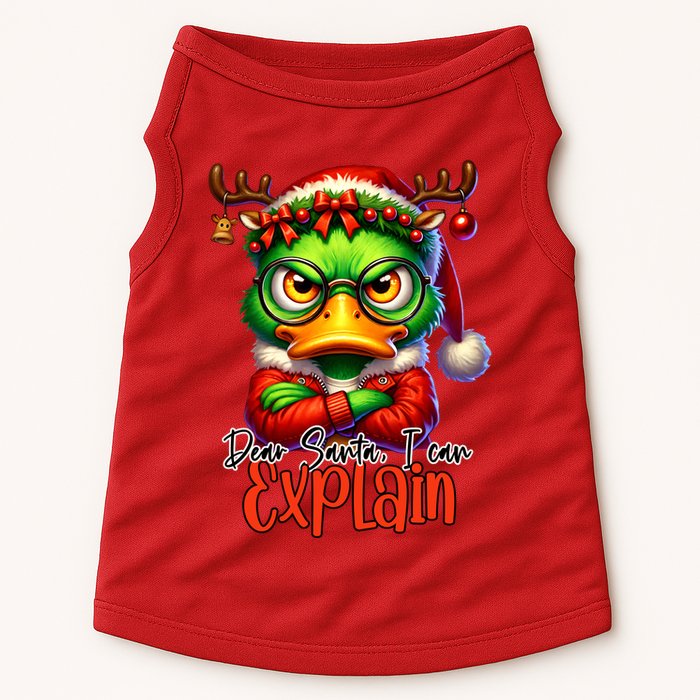 Dear Santa I Can Explain Funny Sarcastic Grumpy Duck Christmas Doggie Tank