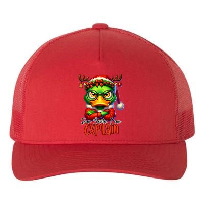 Dear Santa I Can Explain Funny Sarcastic Grumpy Duck Christmas Yupoong Adult 5-Panel Trucker Hat
