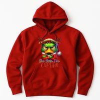 Dear Santa I Can Explain Funny Sarcastic Grumpy Duck Christmas Hoodie