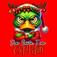 Dear Santa I Can Explain Funny Sarcastic Grumpy Duck Christmas Full-Length Apron With Pockets