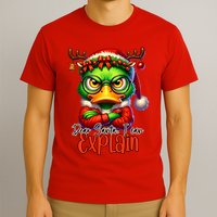Dear Santa I Can Explain Funny Sarcastic Grumpy Duck Christmas T-Shirt