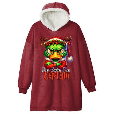 Dear Santa I Can Explain Funny Sarcastic Grumpy Duck Christmas Hooded Wearable Blanket