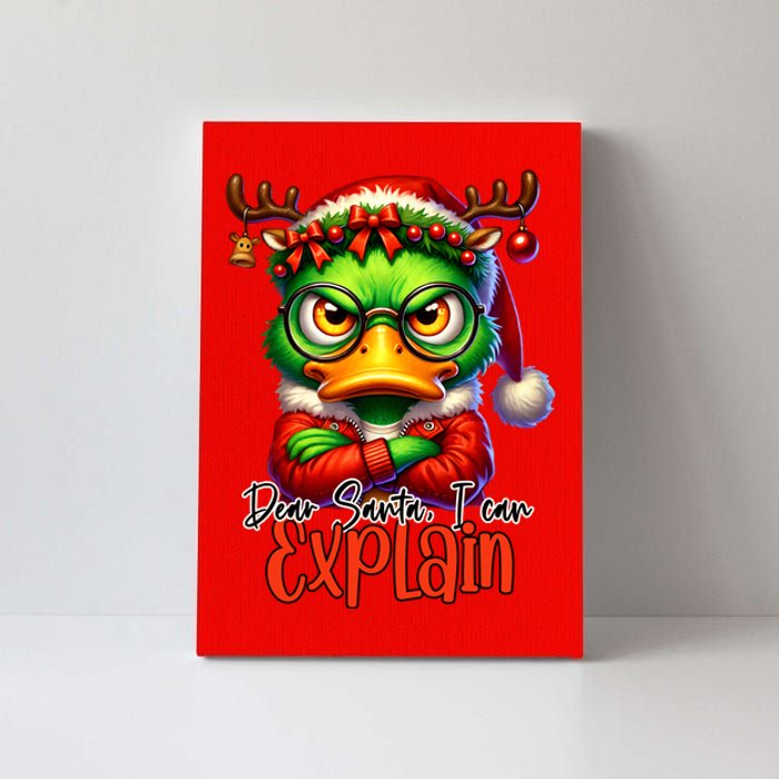 Dear Santa I Can Explain Funny Sarcastic Grumpy Duck Christmas Canvas