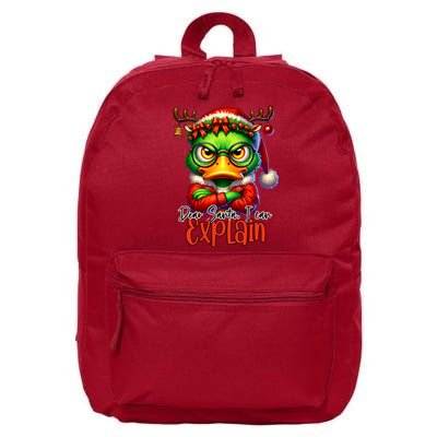 Dear Santa I Can Explain Funny Sarcastic Grumpy Duck Christmas 16 in Basic Backpack