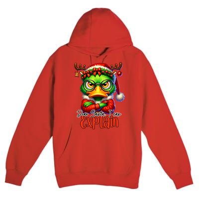 Dear Santa I Can Explain Funny Sarcastic Grumpy Duck Christmas Premium Pullover Hoodie