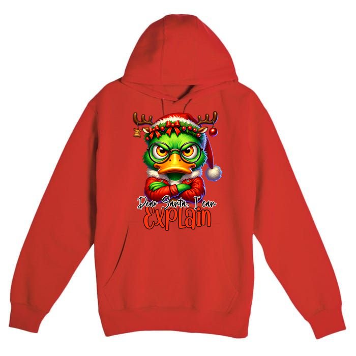 Dear Santa I Can Explain Funny Sarcastic Grumpy Duck Christmas Premium Pullover Hoodie