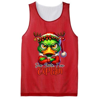 Dear Santa I Can Explain Funny Sarcastic Grumpy Duck Christmas Mesh Reversible Basketball Jersey Tank