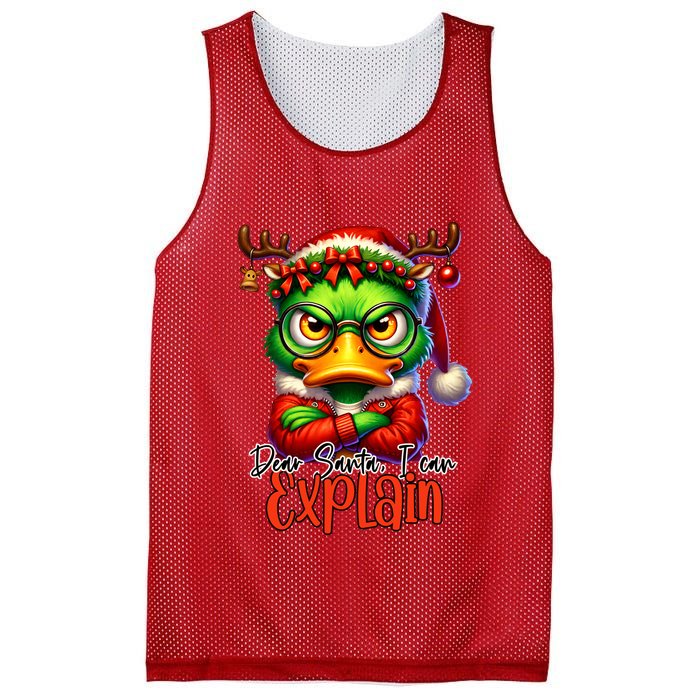 Dear Santa I Can Explain Funny Sarcastic Grumpy Duck Christmas Mesh Reversible Basketball Jersey Tank