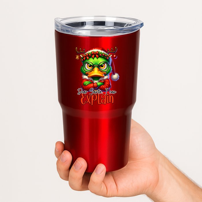 Dear Santa I Can Explain Funny Sarcastic Grumpy Duck Christmas Tumbler