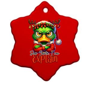 Dear Santa I Can Explain Funny Sarcastic Grumpy Duck Christmas Ceramic Star Ornament