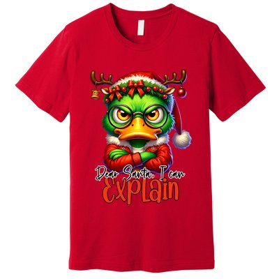 Dear Santa I Can Explain Funny Sarcastic Grumpy Duck Christmas Premium T-Shirt