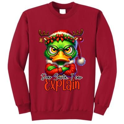 Dear Santa I Can Explain Funny Sarcastic Grumpy Duck Christmas Tall Sweatshirt