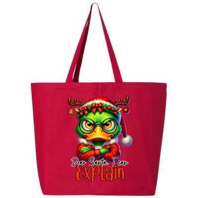 Dear Santa I Can Explain Funny Sarcastic Grumpy Duck Christmas 25L Jumbo Tote