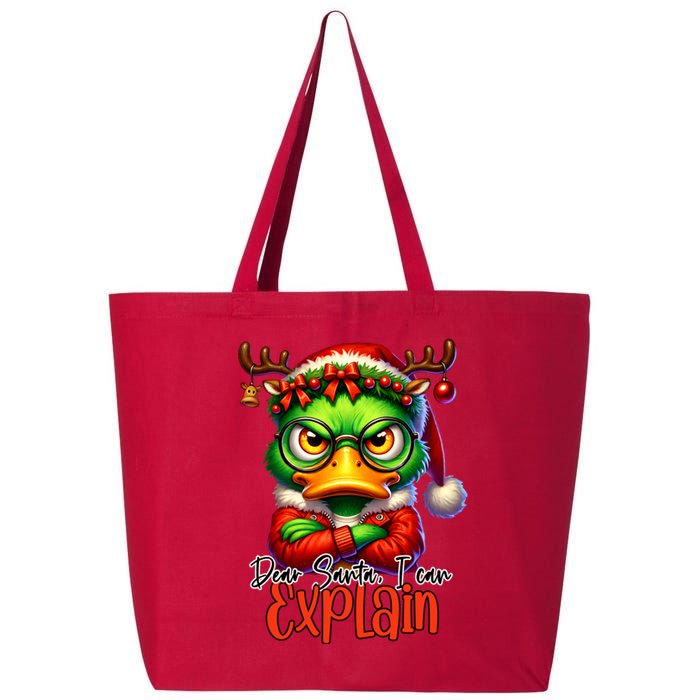 Dear Santa I Can Explain Funny Sarcastic Grumpy Duck Christmas 25L Jumbo Tote