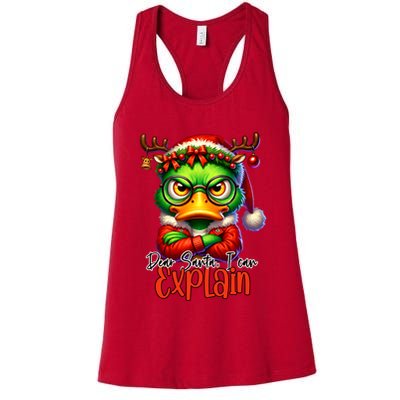 Dear Santa I Can Explain Funny Sarcastic Grumpy Duck Christmas Womens Tank Top