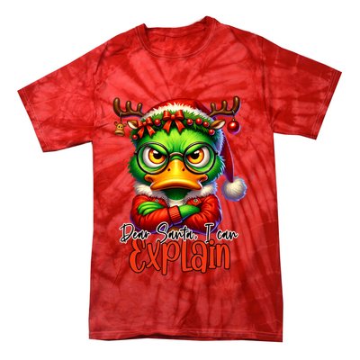Dear Santa I Can Explain Funny Sarcastic Grumpy Duck Christmas Tie-Dye T-Shirt