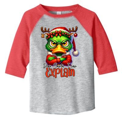 Dear Santa I Can Explain Funny Sarcastic Grumpy Duck Christmas Toddler Fine Jersey T-Shirt