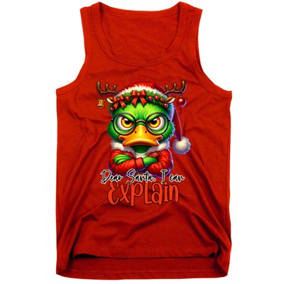Dear Santa I Can Explain Funny Sarcastic Grumpy Duck Christmas Tank Top