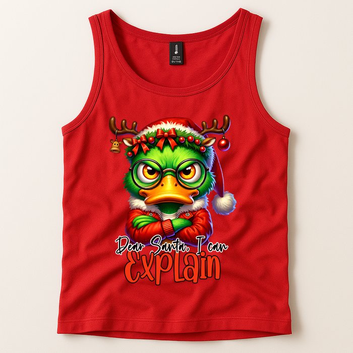 Dear Santa I Can Explain Funny Sarcastic Grumpy Duck Christmas Tank Top