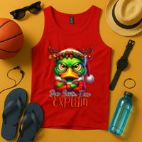 Dear Santa I Can Explain Funny Sarcastic Grumpy Duck Christmas Tank Top