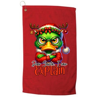 Dear Santa I Can Explain Funny Sarcastic Grumpy Duck Christmas Golf Towel