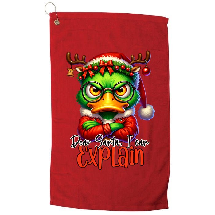 Dear Santa I Can Explain Funny Sarcastic Grumpy Duck Christmas Golf Towel