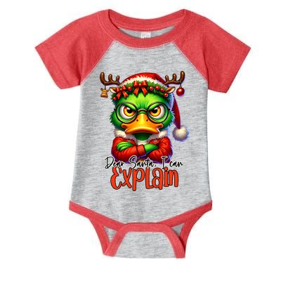 Dear Santa I Can Explain Funny Sarcastic Grumpy Duck Christmas Infant Baby Jersey Bodysuit