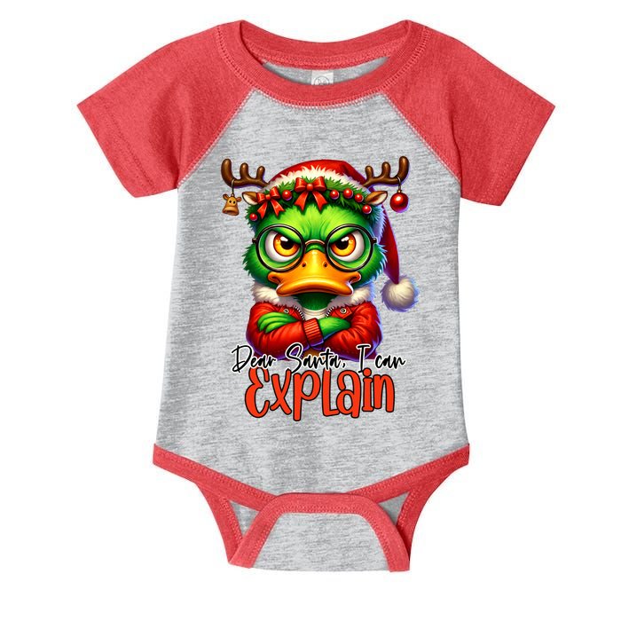 Dear Santa I Can Explain Funny Sarcastic Grumpy Duck Christmas Infant Baby Jersey Bodysuit