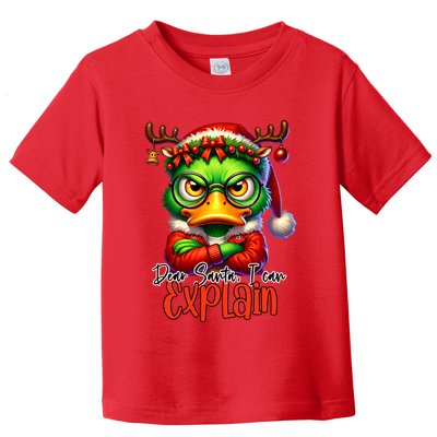 Dear Santa I Can Explain Funny Sarcastic Grumpy Duck Christmas Toddler T-Shirt