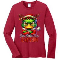 Dear Santa I Can Explain Funny Sarcastic Grumpy Duck Christmas Ladies Long Sleeve Shirt