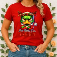 Dear Santa I Can Explain Funny Sarcastic Grumpy Duck Christmas Womens T-Shirt