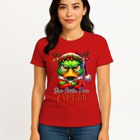 Dear Santa I Can Explain Funny Sarcastic Grumpy Duck Christmas Womens T-Shirt
