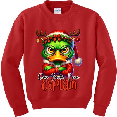 Dear Santa I Can Explain Funny Sarcastic Grumpy Duck Christmas Kids Sweatshirt