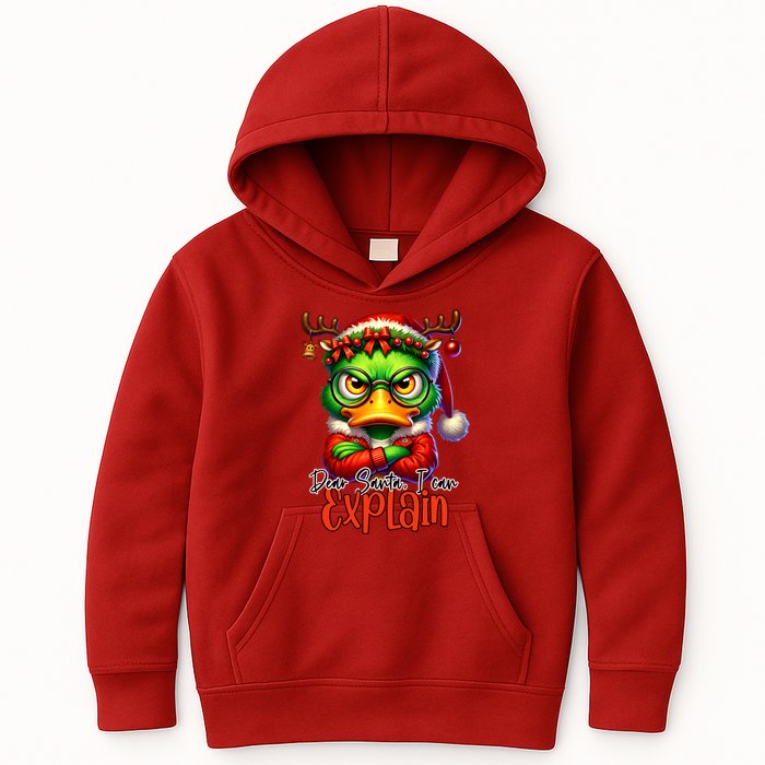 Dear Santa I Can Explain Funny Sarcastic Grumpy Duck Christmas Kids Hoodie