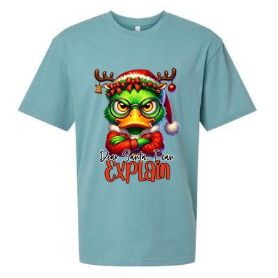 Dear Santa I Can Explain Funny Sarcastic Grumpy Duck Christmas Sueded Cloud Jersey T-Shirt