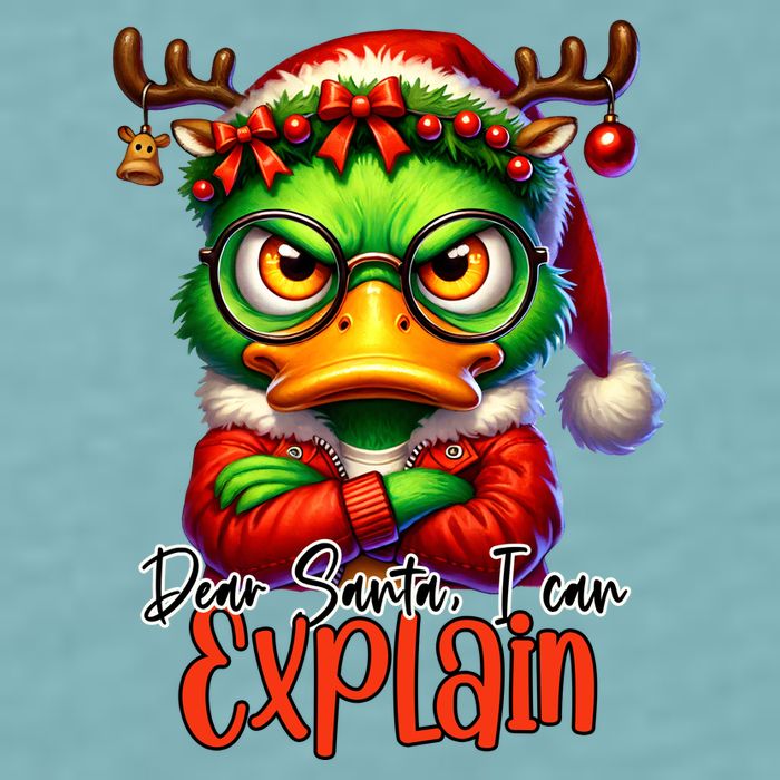 Dear Santa I Can Explain Funny Sarcastic Grumpy Duck Christmas Sueded Cloud Jersey T-Shirt