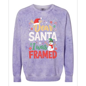 Dear Santa I Was Framed Christmas Cool Gift Colorblast Crewneck Sweatshirt