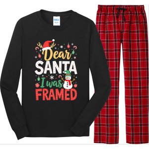 Dear Santa I Was Framed Christmas Cool Gift Long Sleeve Pajama Set