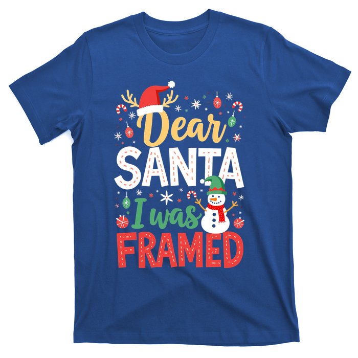 Dear Santa I Was Framed Christmas Cool Gift T-Shirt