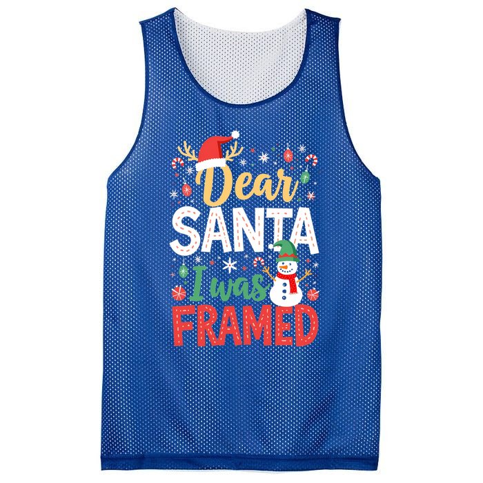 Dear Santa I Was Framed Christmas Cool Gift Mesh Reversible Basketball Jersey Tank