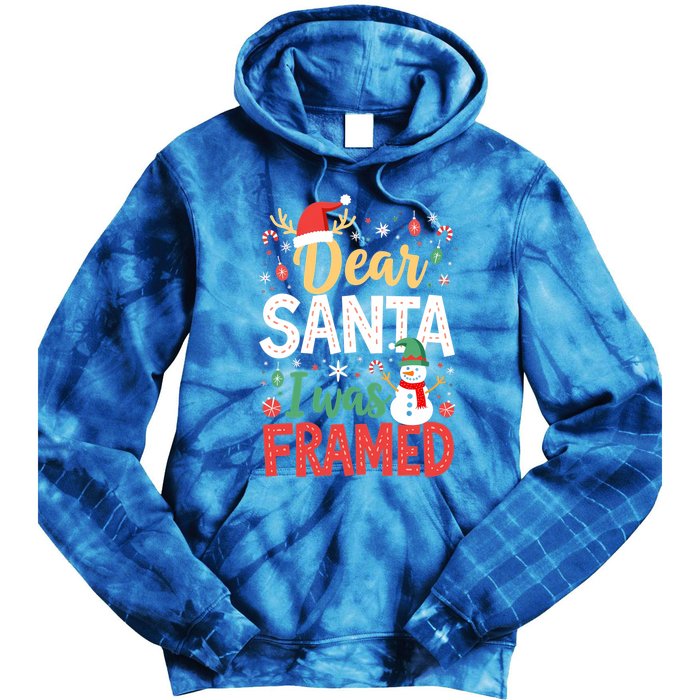 Dear Santa I Was Framed Christmas Cool Gift Tie Dye Hoodie