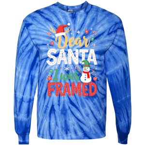 Dear Santa I Was Framed Christmas Cool Gift Tie-Dye Long Sleeve Shirt