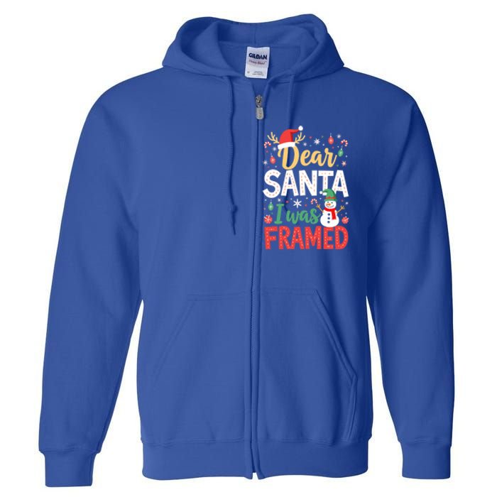 Dear Santa I Was Framed Christmas Cool Gift Full Zip Hoodie