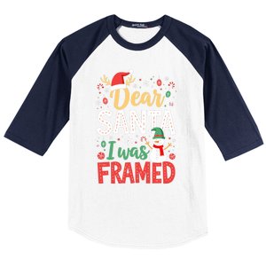 Dear Santa I Was Framed Christmas Cool Gift Baseball Sleeve Shirt