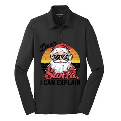 Dear Santa I Can Explain Funny Santa Christmas Party Group Gift Silk Touch Performance Long Sleeve Polo