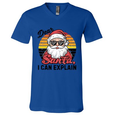 Dear Santa I Can Explain Funny Santa Christmas Party Group Gift V-Neck T-Shirt