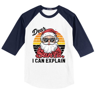 Dear Santa I Can Explain Funny Santa Christmas Party Group Gift Baseball Sleeve Shirt