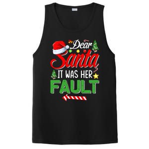 Dear Santa It Was Her Fault Funny Xmas Couples For Christmas Gift PosiCharge Competitor Tank